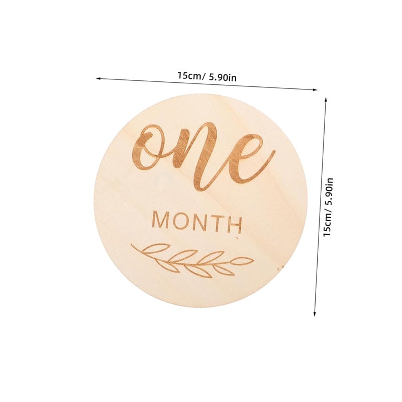 12Pcs Wooden Baby Growth Tracker Discs Double Sided Monthly Milestone Photo Cards Photography Props - Image 2